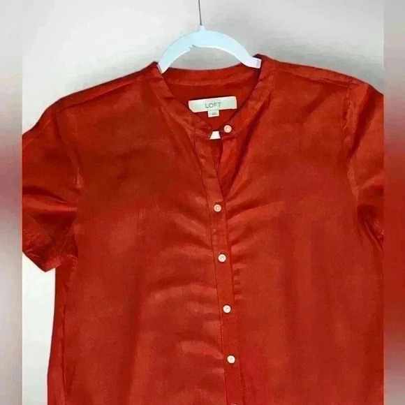 Loft Casual Red Short Sleeve Button Down
Dress With Pockets Size Small - Picture 5 of 12
